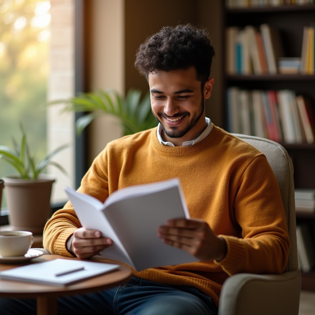 Person studying real estate financial education guides